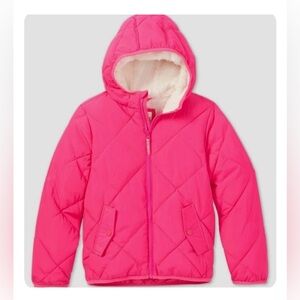 NWT Cat & Jack Neon Pink Hooded Coat size Small